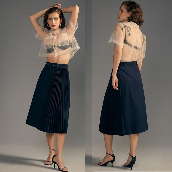 Anthropologie Dresses & Skirts - new anthropologie Mare Mare x Anthropologie Pleated Cargo Skirt XS navy blue